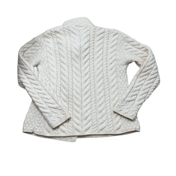 Aran Woollen Mills Super Soft Merino 3 Button Sweater Ivory Medium - Picture 4 of 9